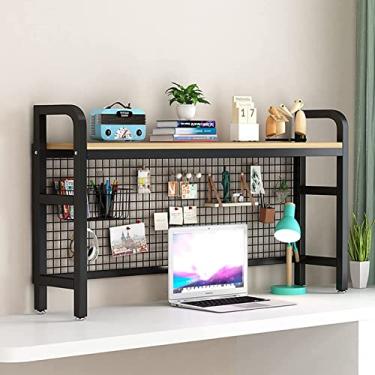 Imagem de Estante de mesa para mesa de computador – estante de mesa ajustável, prateleira de armazenamento independente, estante de metal para mesa de computador, material de escritório, dormitório,