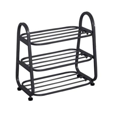 Imagem de Prateleiras modernas de 3/4/5 níveis para armário de corredor de entrada, prateleiras independentes com almofadas ajustáveis para os pés, prateleiras de metal para armazenamento de sapatos