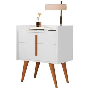 Imagem de Mesa De Cabeceira Quarto Retrô Decorativa Canto Lateral - Davi Branco GB Plus