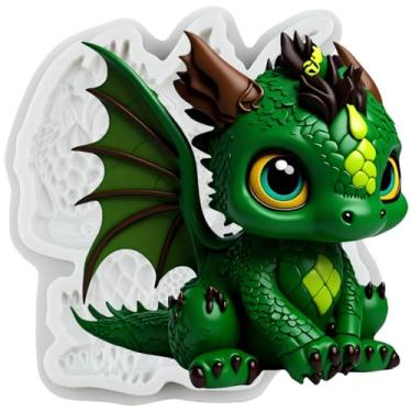 Imagem de MYPRACS Molde de silicone Dragon Fondant para decoração de bolos de açúcar, topo de cupcake, goma de chocolate, argila de polímero
