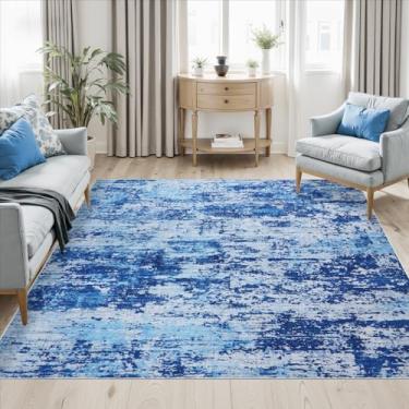 Imagem de Tapete de área para sala de estar: lavável moderno abstrato macio tapete fino piso interno antiderrapante tapete resistente a manchas para quarto, sala de jantar, casa de fazenda, berçário, escritório