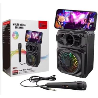 Imagem de Caixa de Som Portátil ZQS-1361 com Suporte para Celular, Microfone e LED – Bluetooth, USB, FM e TWS