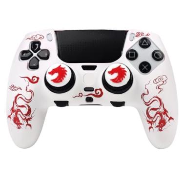Imagem de RALAN Capas de controle de silicone Dragon com aderência de 2 polegares compatíveis com PS5 Dualsense Edge Controller Play Station 5 Acessórios, capa antiderrapante à prova de suor