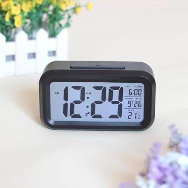 Imagem de Despertador digital, mini relógio eletrônico de cabeceira LED para quartos | Display digital estéreo grande e arrojado | Função soneca | Formato de hora 12/24H e temporizador de contagem regressiva