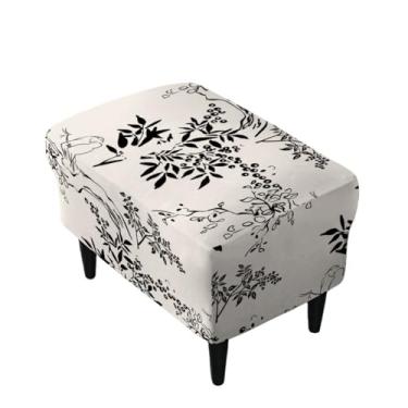 Imagem de Eco-Ancheng Capa de cadeira elástica otomana retangular para armazenamento otomano, capa de apoio para os pés, capas para bancos de pés com fundo elástico antiderrapante, 01 G