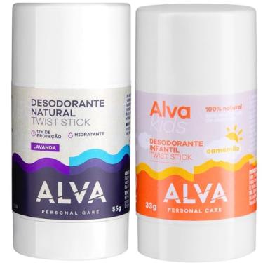 Imagem de Kit Desodorante Natural Twist Lavanda 55g e Desodorante Alva Infantil Twist Camomila 33g Alva Personal Care