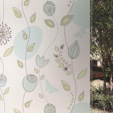 Imagem de Pelicula Eletrostatica para Box de Vidro Blindex Jateado Desenhos Flor