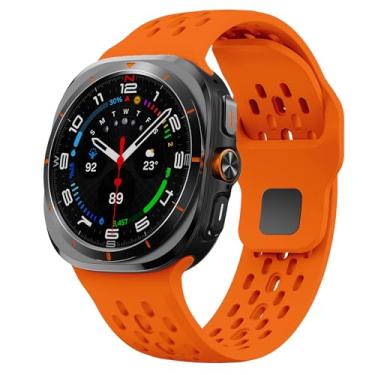 Imagem de MYAPULUA Pulseira Esportiva Respirável de Silicone Laranja, 22 mm, para Samsung Galaxy Watch 7/6/5/4/FE, 40/44 mm e Watch 6 Classic/Watch 4 Classic/Watch 5 Pro, 47/43/46/42/45 mm