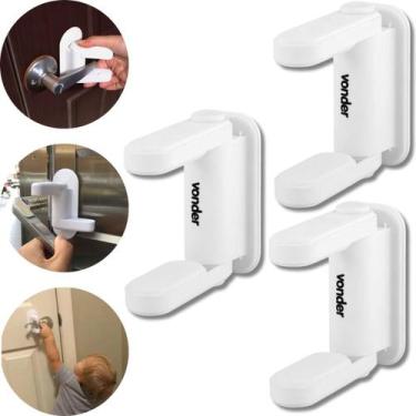 Imagem de Kit 3 Trava Maçaneta Fechadura De Porta Vonder Infantil Bebe