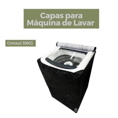 Imagem de Capa para lavadora consul 10kg impermeável flex - Capas Flex, PRETO