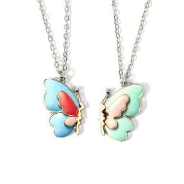 Imagem de Colares com pingente de borboleta para melhores amigos, conjunto de 2, Small, Metal, Sem Pedra Preciosa