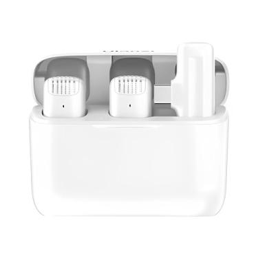 Imagem de Microfone Sem Fio Ulanzi J12, Lapela USB-C para Android Branco, Bateria até 6h, Redução de Ruído, Conexão Plug Play, Estojo Recarregável, Transmissão até 20m