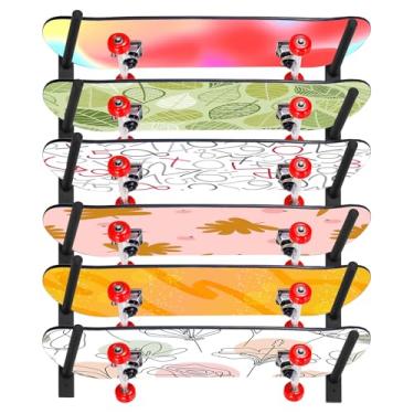 Imagem de Patioer Suporte de parede para skate, suporte de parede para skate e prancha, organizador de armazenamento de esqui para snowboard, 6 camadas