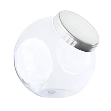 Imagem de Baleiro 600ml com Tampa De Rosca Redondo Pote Balas Doces Plástico (Branco)