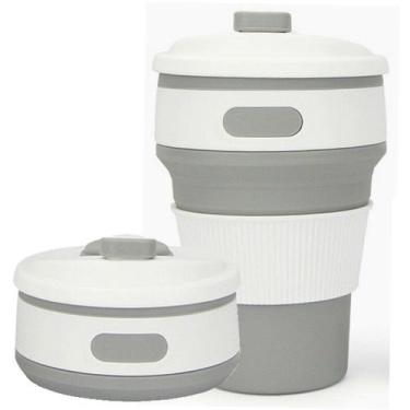 Imagem de Copo de Silicone Retrátil Reutilizável c/ Tampa Cinza CBRN12510 - COMM