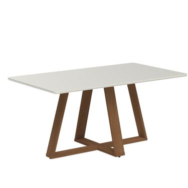 Imagem de Mesa de Jantar 160cm Retangular com Vidro Avena Canella/Off White Fosco