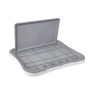 Imagem de IEUDNS Bandeja para penico de cachorro, treinamento de banheiro, mictório, malha, suporte para tapete higiênico para cães pequenos e médios, gatinhos e, Branco Cinza