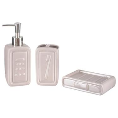 Imagem de Kit Banheiro Lavabo Conjunto Porta Sabonete Líquido Banho 04 (Nude)