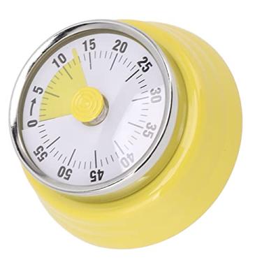 Imagem de Cronômetro de Cozinha de Contagem Regressiva Mecânica para Cozinhar Com Disposição Visual Dial Timer de Aço Inoxidável para Ensino, Reunião, Culinária, Trabalho (Amarelo pálido)