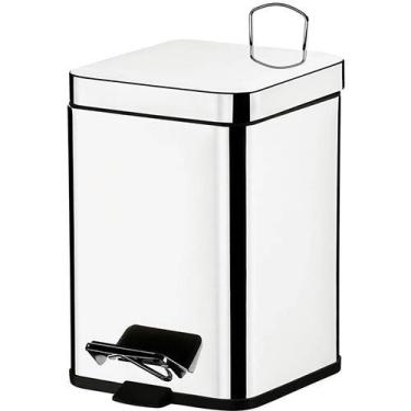 Imagem de Lixeira Quadrada Inox 6L Com Pedal Balde Brinox Cinza