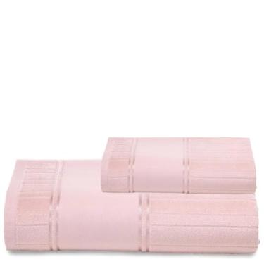 Imagem de Kit 1 Toalha De Banho E 1 Rosto Para Pintar Artesanalle – Jogo de Toalhas Premium 2 Peças com Barra para Pintar ou Bordar em Máquina – Diversas Cores (Rosê)