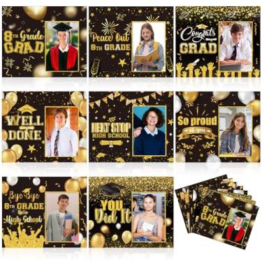 Imagem de AmazingSpark Porta-retrato de papel de graduação de 48 peças, classe de 2025, suprimentos para festa de formatura grau N Hello High School, presentes para estudantes, parabéns (8º)