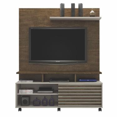 Imagem de Estante Home para TV até 60 Polegadas 1 Porta Deslizante Star Valdemóveis - Ipê/Off White