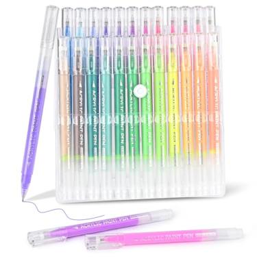 Imagem de BAYTORY 24 canetas de gel de acrílico multicoloridas, ponta fina de 0,7 mm, cores sortidas, caneta de gel de desenho para colorir, anotações, diário sem sangramento