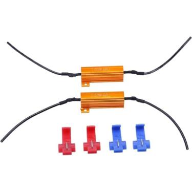 Imagem de LUYED Kit de resistores de carga de 2 peças 50W 6ohm Fix Lâmpada LED Fast Hyper Flash Turn Signal Blink Código de erro, com 8 conectores T-Tap