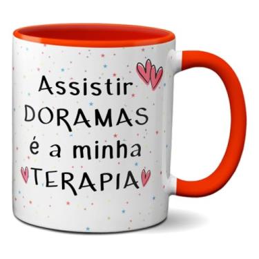 Imagem de Caneca Assistir Doramas é a Minha Terapia Fã Dorameira (Vermelha)