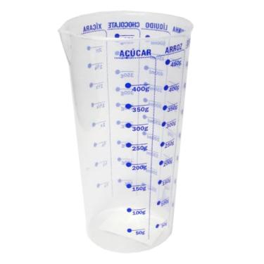 Imagem de Copo Medidor Dosador 570ml Transparente com Marcação Azul – Utensílio de Cozinha Prático e Preciso