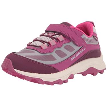 Imagem de Merrell Tênis infantil Moab Speed Low com fecho alternativo à prova d'água para caminhada, Cinza/Berry, 21