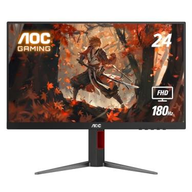 Imagem de AOC Monitor de jogos 24G4 de 24 polegadas, painel IPS Full HD 1920 x 1080, 180Hz 1ms, 1 HDMI 2.0, 1 porta de exibição, sincronização adaptativa, saída de fone de ouvido de áudio, pronto para jogos de