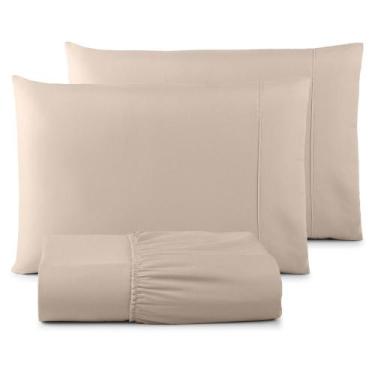 Imagem de Jogo de Lençol King 3 Peças Percal 300 Fios Life - Linda Casa, Bege