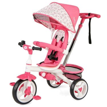 Imagem de Triciclo Infantil 4 em 1 com Alça Removível, Sino, Assento Giratório e Cesta de zenamento para Crianças de 1 a 5 anos, Costzon, Rosa