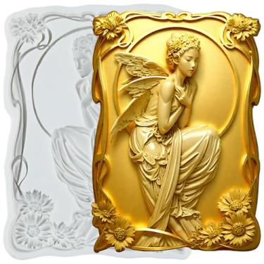 Imagem de MYPRACS Molde de silicone para fondant de fada de flor de anjo para decoração de bolo de açúcar, topo de cupcake, pasta de goma de chocolate, argila de polímero