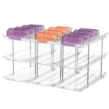 Imagem de Organizador de latas para despensa, sistema de organização de produtos enlatados, dispensador de latas de 3 camadas, 36 latas, suportes de alimentos para armário de geladeira, despensa, bancada (3 * 3