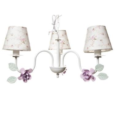 Imagem de Lustre 3L Simples 3 Flores G Rosa Quarto Bebê Infantil - Potinho de me