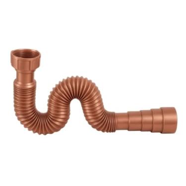Imagem de Sifão Sanfonado Flexível Rose Gold Para Pia Banheiro Cozinha Universal