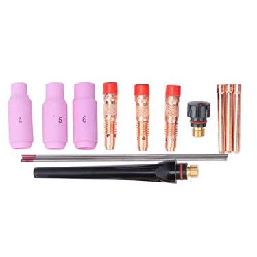 Imagem de aqxreight 14PCS Kit de Soldagem TIG AK2 Pinça Copo Tampa Tungstênio 040 pol~ 3/32 pol. para Tocha 17/18/26 14PCS e Série 17 0 02 Tungstênio 1/16 para Kit de Acessórios 3/32 (14 unidades)