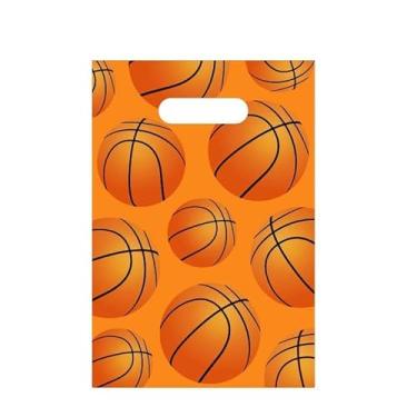 Imagem de Hxezoc 50 peças de sacos de plástico para festa de basquete, sacolas de presente práticas, lembrancinhas de festa esportivas, tema de basquete, artigos de decoração de festa de aniversário