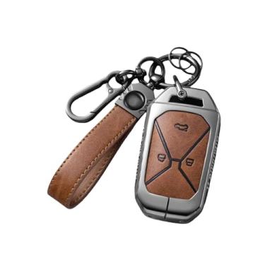 Imagem de Capa de couro para chave de carro, liga de zinco, compatível com kain kaiyi kunlun ihd r 300 500 ev, acessórios internos(B brown chain)