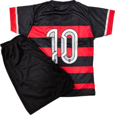 Imagem de Kit Conjunto Infantil de Futebol Camisa e Shorts com Escudo Bordado Fl
