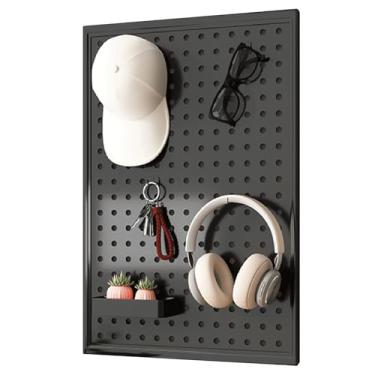 Imagem de Painéis de metal - Organizador de parede independente para casa, escritório, sala de artesanato, garagem e cozinha - Suporte versátil para armazenamento de ferramentas - preto, tamanho de 80 cm