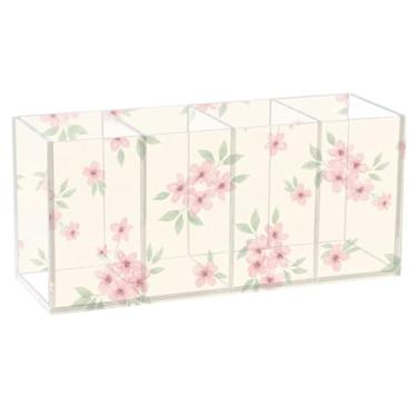 Imagem de Burbuja Porta-canetas de acrílico com 4 compartimentos, suporte de lápis transparente para pincéis de maquiagem, acessórios de mesa de escritório em casa
