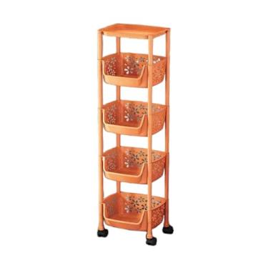 Imagem de Carrinho de armazenamento com rodinhas multicamadas - Rack de cozinha que economiza espaço, organizador com rodas para escritório, banheiro, varanda e sala de estar (cor 1) - Solução de armazenamento