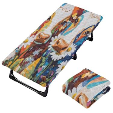 Imagem de Burbuja Lençol de berço com pintura de flor de margarida de vaca para crianças, lençol portátil acolchoado com elástico para meninas e meninos, lavável na máquina, 63,5 x 127 cm