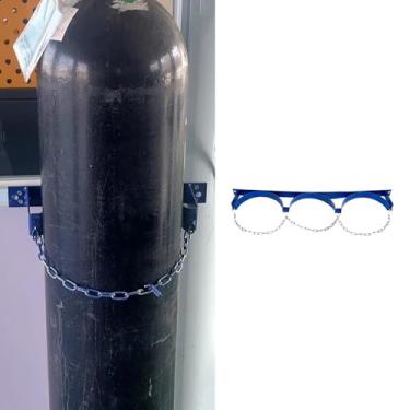Imagem de Suporte para tanque de oxigênio – Suporte universal de armazenamento de cilindro nitroso e acetileno, design antiinclinação para hospitais e fábricas – Pacote com 3 porta-garrafas de oxigênio