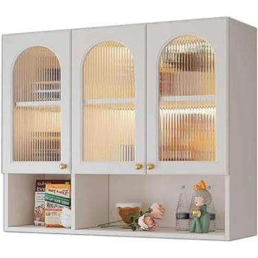 Imagem de Armário de parede de banheiro branco com prateleira de armazenamento de medicamentos suporte de parede sobre o armário de banheiro para quarto e cozinha, branco - 100 x 32 x 80 cm