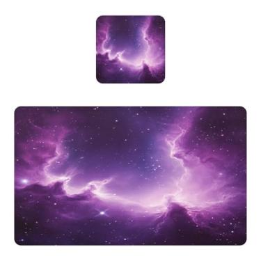 Imagem de Burbuja Jogo americano clareador roxo conjunto de 4 para mesa de jantar, tapetes de PVC à prova d'água, antiderrapante, resistente ao calor, fácil de limpar, 30 x 45 cm